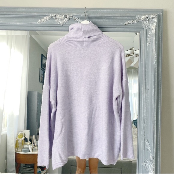 SOLD NWT Anthropologie Splendid Funnel Turtleneck Lavender Wool Sweater XL - Picture 3 of 6